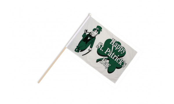 Happy St Patrick's Day (White) Hand Flags